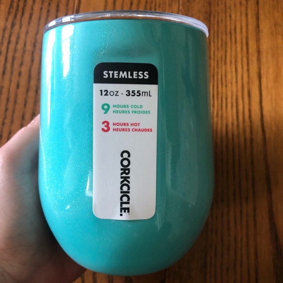 Turquoise 12oz stemless corkcicle cup.  Good for 9hrs cold or 3hr hot - Picture 8 of 8